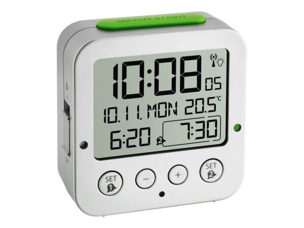 TFA® digitaler Funkwecker 60.2528.54 BINGO silber Kunststoff