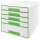 LEITZ Schubladenbox WOW Cube  perlweiß/grün 52142054, DIN A4 mit 5 Schubladen, 1 St.