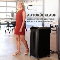 Fellowes AutoMax 600M Aktenvernichter mit Partikelschnitt P-5, 2 x 12 mm, bis 600 Blatt, schwarz