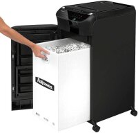 Fellowes AutoMax 600M Aktenvernichter mit Partikelschnitt P-5, 2 x 12 mm, bis 600 Blatt, schwarz