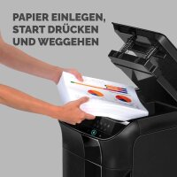 Fellowes AutoMax 600M Aktenvernichter mit Partikelschnitt P-5, 2 x 12 mm, bis 600 Blatt, schwarz