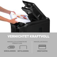 Fellowes AutoMax 600M Aktenvernichter mit Partikelschnitt P-5, 2 x 12 mm, bis 600 Blatt, schwarz