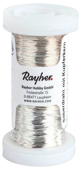 Rayher Silberdraht mit Kupferkern Basteldraht silber 0,3 Ø mm 100,0 m 1 Rolle