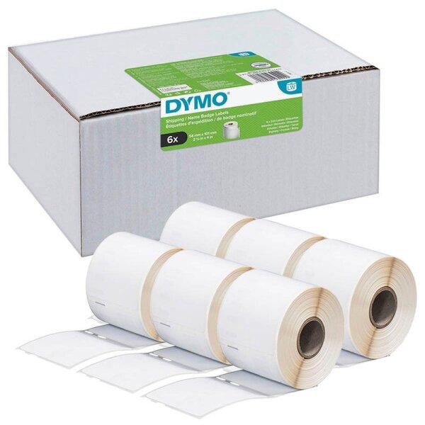 DYMO Etikettenrollen für Etikettendrucker S0722430 weiß, 54,0 x 101,0 mm, 6 x 220 Etiketten