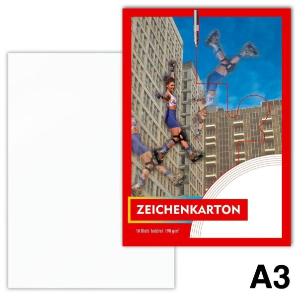 Zeichenkarton DIN A3 190 g/qm, 10 Blatt, 1 Block