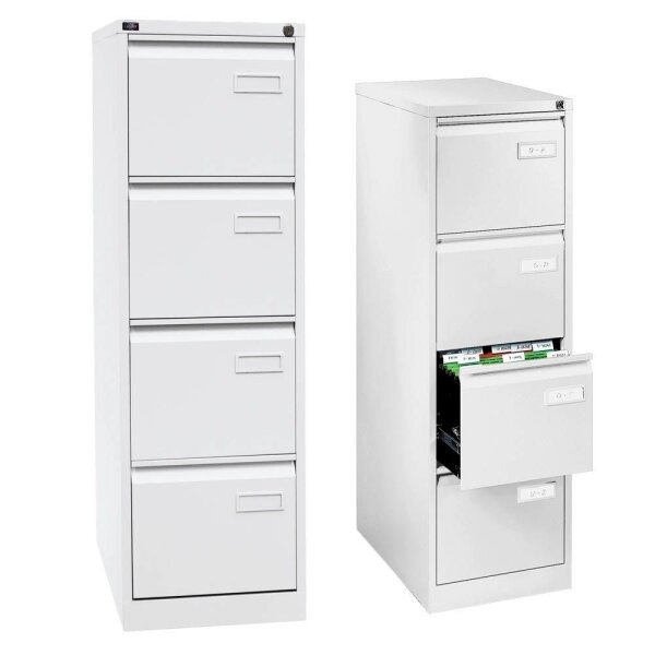 BISLEY LIGHT Hängeregistraturschrank verkehrsweiß 4 Schubladen 41,3 x 62,2 x 132,1 cm, 1 St.