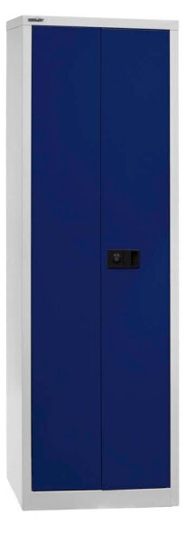 BISLEY Stahlschrank Universal E782A04B6505 lichtgrau, oxofordblau 4 Fachböden 60,0 x 40,0 x 195,0 cm, aufgebaut, 1 St.