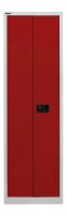 BISLEY Stahlschrank Universal E782A04B6506 lichtgrau, kardinalrot 4 Fachböden 60,0 x 40,0 x 195,0 cm, aufgebaut, 1 St.