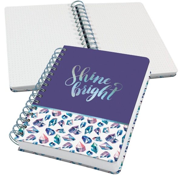SIGEL Notizbuch mit Spirale Jolie® ca. DIN A5 punktkariert, lila/weiß Hardcover 240 Seiten, 1 St.