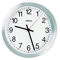 PEWETA Funkwanduhr weiß silber Aluminium, matt,...