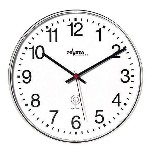 PEWETA Funkwanduhr weiß silber Kunststoff, Ø 30,0 cm