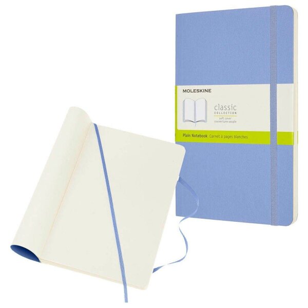 MOLESKINE Notizbuch Classic Collection flexibler Einband ca. DIN A5 blanko, hortensienblau Softcover 240 Seiten, 1 St.