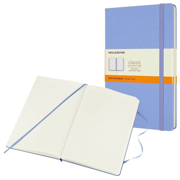 MOLESKINE Notizbuch Classic Collection fester Einband ca. DIN A5 liniert, hortensienblau Hardcover 240 Seiten, 1 St.