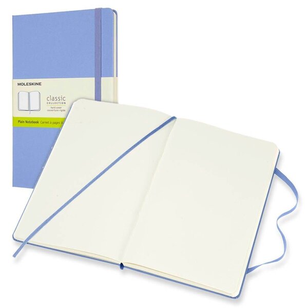 MOLESKINE Notizbuch Classic Collection fester Einband ca. DIN A5 blanko, hortensienblau Hardcover 240 Seiten, 1 St.