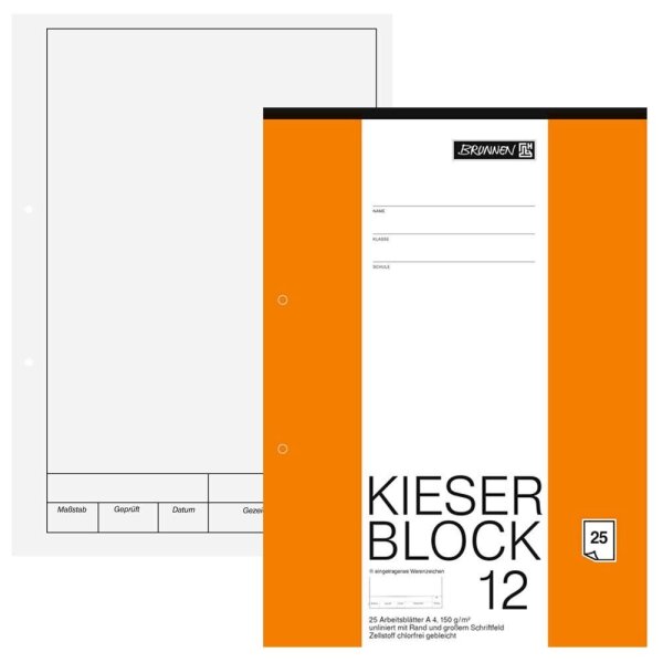 BRUNNEN Arbeitsblock Kieserblock DIN A4 blanko Lineatur 12, 1 St.