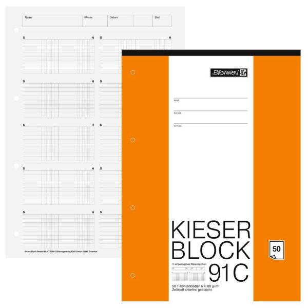 BRUNNEN Arbeitsblock Kieserblock DIN A4 T-Konten Lineatur 91C, 1 St.