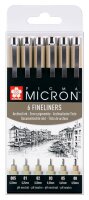 Sakura Pigma Micron Fineliner-Set schwarz, 6 St.