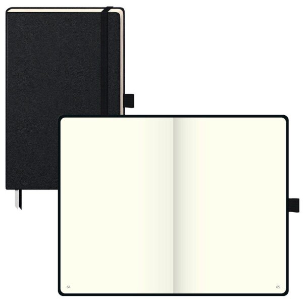 BRUNNEN Notizbuch KOMPAGNON ca. DIN A5 blanko, schwarz Hardcover 192, davon 16 zum Heraustrennen Seiten, 1 St.