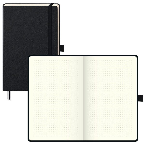 BRUNNEN Notizbuch KOMPAGNON ca. DIN A5 punktkariert, schwarz Hardcover 192, davon 16 zum Heraustrennen Seiten, 1 St.