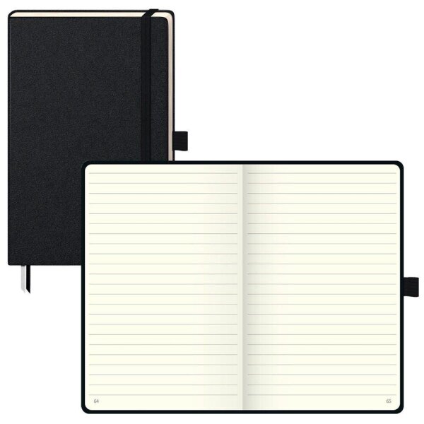 BRUNNEN Notizbuch KOMPAGNON ca. DIN A5 liniert, schwarz Hardcover 192, davon 16 zum Heraustrennen Seiten, 1 St.