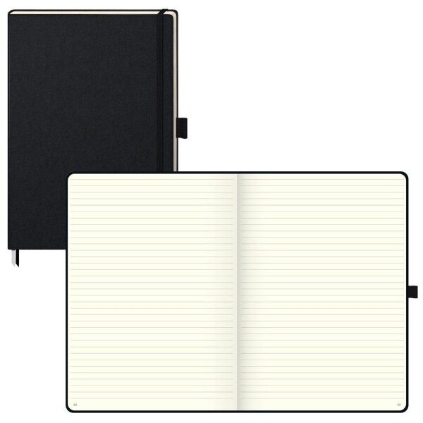 BRUNNEN Notizbuch KOMPAGNON DIN A4 liniert, schwarz Hardcover 192 Seiten, 1 St.