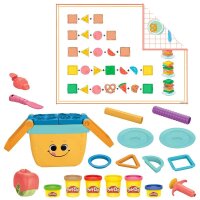 Play-Doh Knete Picknick-Korb farbsortiert, 6 Farben (4x je 56,0 g und 2x 28,0 g) & Zubehör