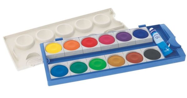 Pelikan K12 eco Wasserfarbkasten 12 Farben und 1 Tube Deckweiß