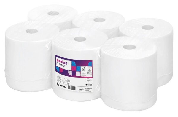 Satino Handtuchrollen prestige PT1 System 2-lagig hochweiß, 6 Rollen