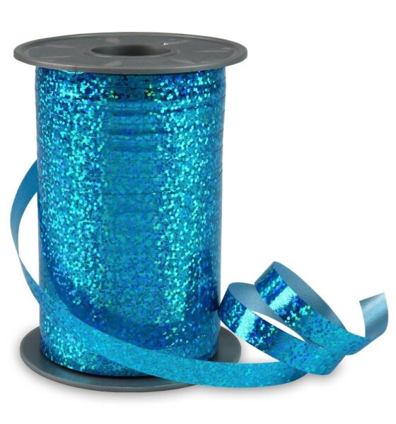 PRÄSENT Geschenkband HOLLY Holographic türkis 10 mm x 200 m