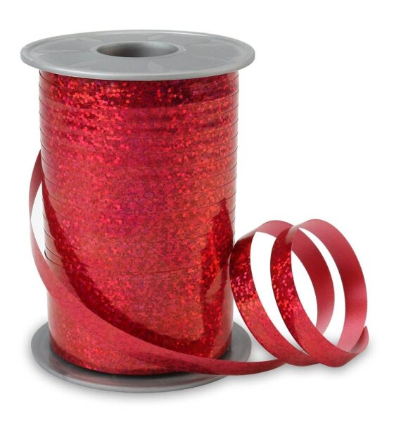 PRÄSENT Geschenkband HOLLY Holographic rot 10 mm x 200 m