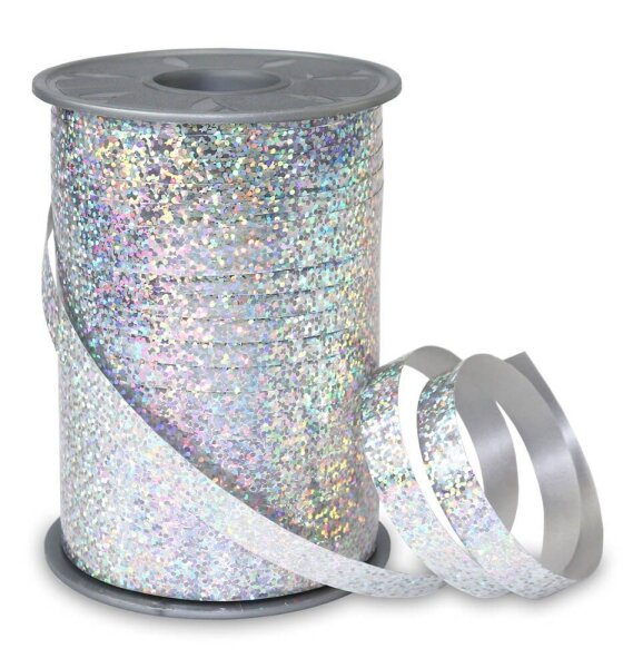 PRÄSENT Geschenkband HOLLY Holographic silber 10 mm x 200 m
