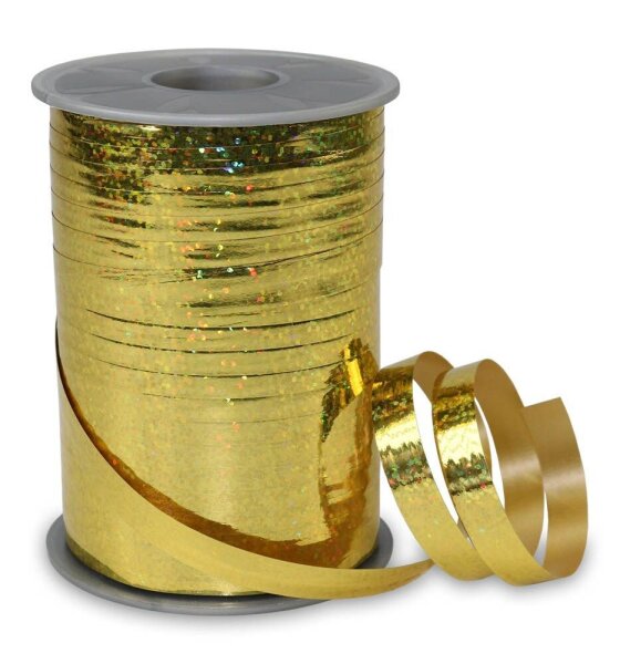 PRÄSENT Geschenkband HOLLY Holographic gold 10 mm x 200 m