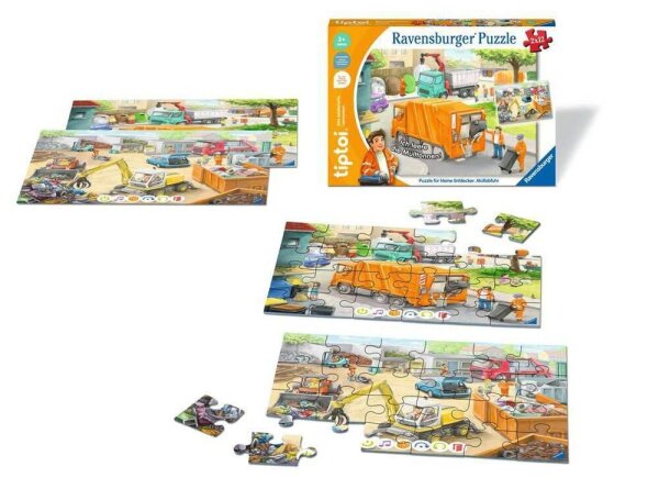 Ravensburger tiptoi Puzzle Müllabfuhr Puzzle, 12 Teile