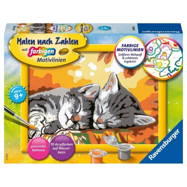 Ravensburger Malen-nach-Zahlen Kätzchen im Herbst mehrfarbig