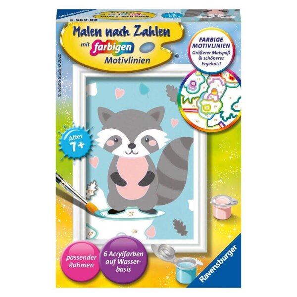 Ravensburger Malen-nach-Zahlen Süßer Waschbär mehrfarbig