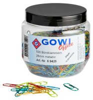 Gowi Büroklammern farbsortiert metallic lackiert ,...