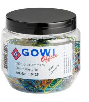 Gowi Büroklammern farbsortiert metallic lackiert , 500 St.
