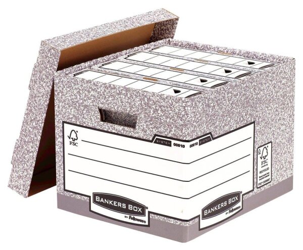 Bankers Box Archivboxen Bankers Box grau 33,5 x 40,4 x 29,2 cm, 10 St.