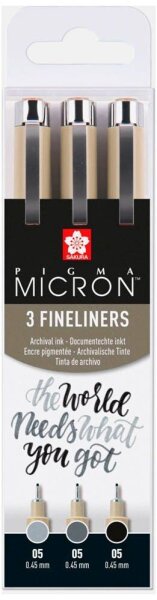 Sakura Pigma Micron Fineliner-Set farbsortiert 0,45 mm, 3 St.  ( POXSDK3B )
