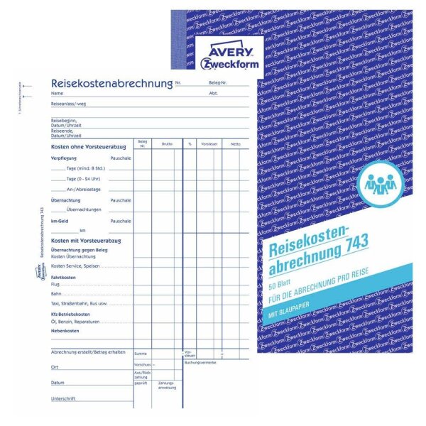 AVERY Zweckform Reisekostenabrechnung pro Reise Formularbuch 743, 1 St.