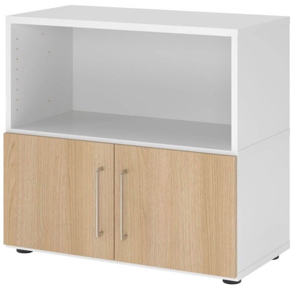 HAMMERBACHER Regalschrank FlexWall, VFW28T1KG/W/E/BS weiß, eiche 80,0 x 40,0 x 74,6 cm, 1 St.