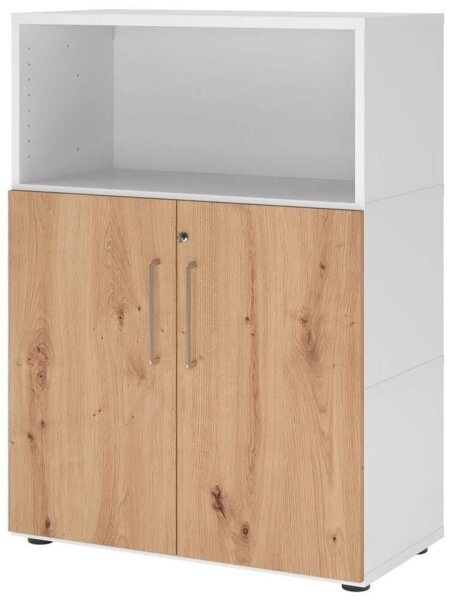 HAMMERBACHER Regalschrank FlexWall, VFW38T2KG/W/R/BS weiß, asteiche 80,0 x 40,0 x 109,8 cm, 1 St.