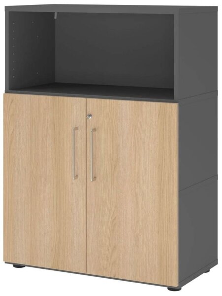HAMMERBACHER Regalschrank FlexWall, VFW38T2KG/G/E/BS grafit, eiche 80,0 x 40,0 x 109,8 cm, 1 St.