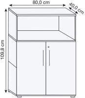 HAMMERBACHER Regalschrank FlexWall, VFW38T2KG/G/E/BS grafit, eiche 80,0 x 40,0 x 109,8 cm, 1 St.