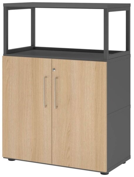 HAMMERBACHER Regalschrank FlexWall, VFW38T2RG/G/E/BS grafit, eiche 80,0 x 40,0 x 109,8 cm, 1 St.