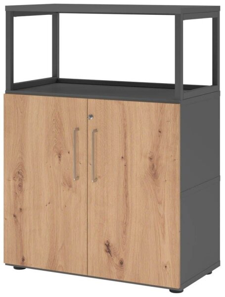 HAMMERBACHER Regalschrank FlexWall, VFW38T2RG/G/R/BS grafit, asteiche 80,0 x 40,0 x 109,8 cm, 1 St.