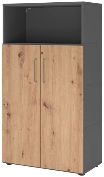 HAMMERBACHER Regalschrank FlexWall, VFW48T3KG/G/R/BS grafit, asteiche 80,0 x 40,0 x 145,0 cm, 1 St.