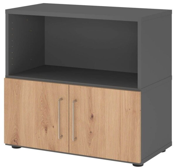 HAMMERBACHER Regalschrank FlexWall, VFW28T1KG/G/R/BS grafit, asteiche 80,0 x 40,0 x 74,6 cm, 1 St.