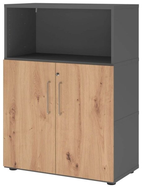 HAMMERBACHER Regalschrank FlexWall, VFW38T2KG/G/R/BS grafit, asteiche 80,0 x 40,0 x 109,8 cm, 1 St.
