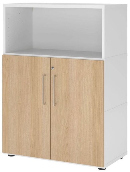 HAMMERBACHER Regalschrank FlexWall, VFW38T2KG/W/E/BS weiß, eiche 80,0 x 40,0 x 109,8 cm, 1 St.